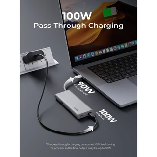 AUKEY UH-CUH07 ฮับ OfficeDok 7-in-1 Lite USB-C Hub รองรับ 4K60Hz USB-C Power Delivery 100W USB 5Gbps, SD/TF Card Reader