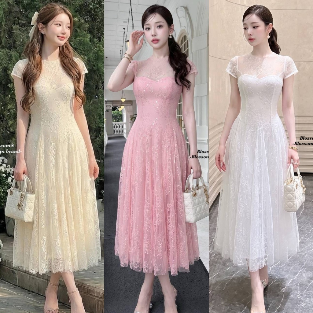 🚩ร้านโค้ดคุ้ม🚩 Blossom เดรสลูกไม้ ทรงสวย ใส่ออกงาน ดินเนอร์ งานแต่ง ออกเดท งานบวช แฟนนาค