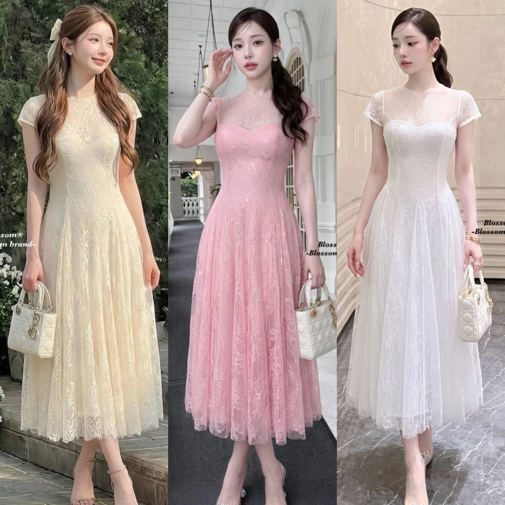 🚩ร้านโค้ดคุ้ม🚩 Blossom เดรสลูกไม้ ทรงสวย ใส่ออกงาน ดินเนอร์ งานแต่ง ออกเดท งานบวช แฟนนาค