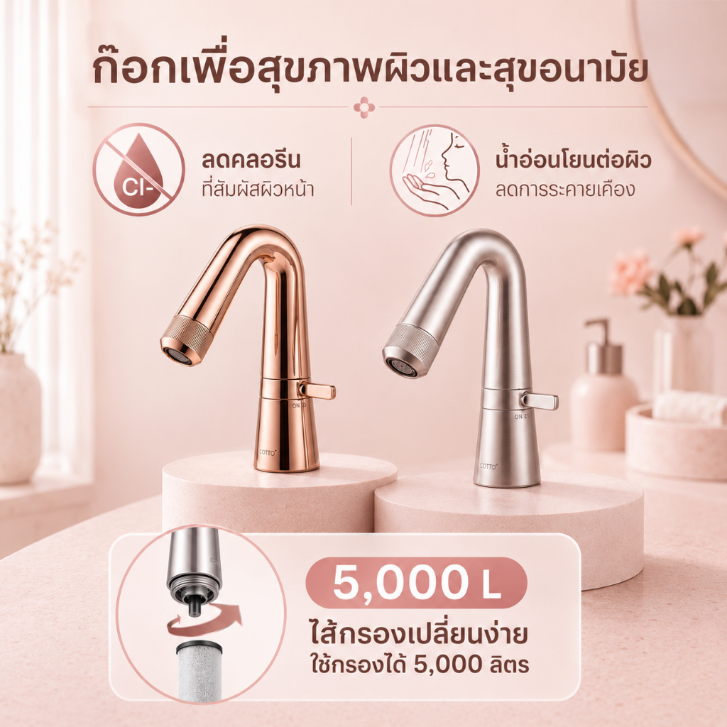 COTTO CT1246A CALLA LILY COLD WATER BASIN FAUCET WITH FILTER ก๊อกน้ำพร้อมตัวกรองฟิลเตอร์