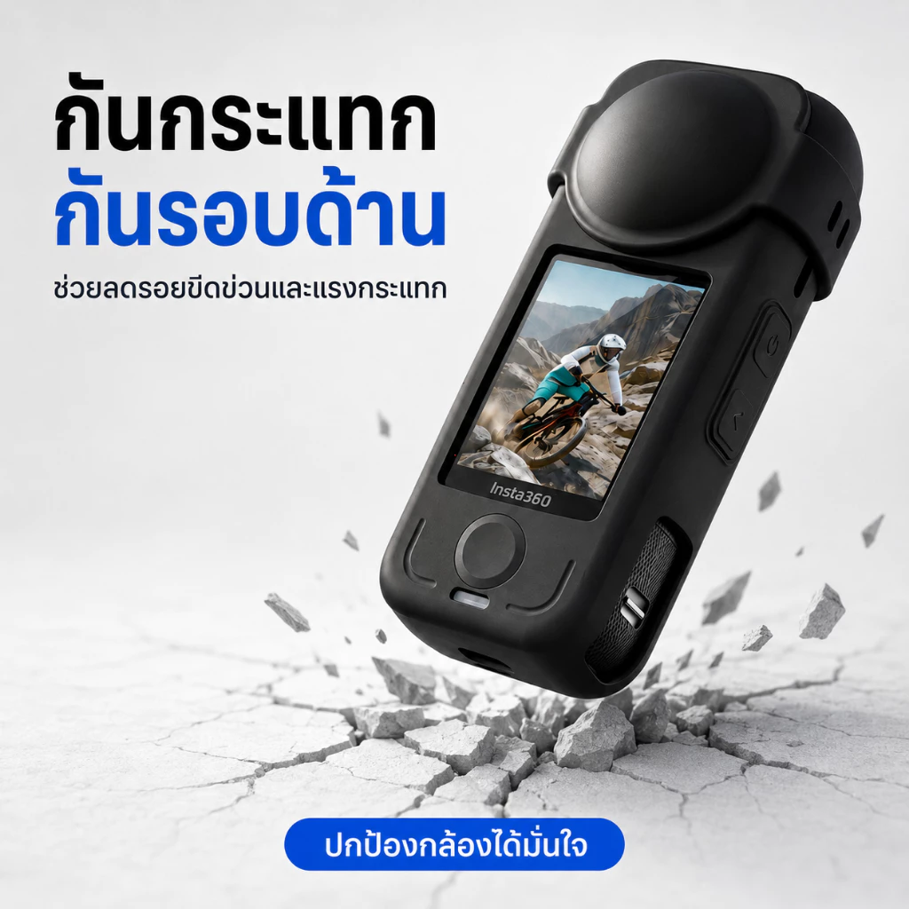 เคส Insta360 X4 Air ซิลิโคนพร้อมฝาปิดเลนส์ กันกระแทก กันรอย พร้อมสายคล้อง ส่งจากกรุงเทพฯ thumbnail 4