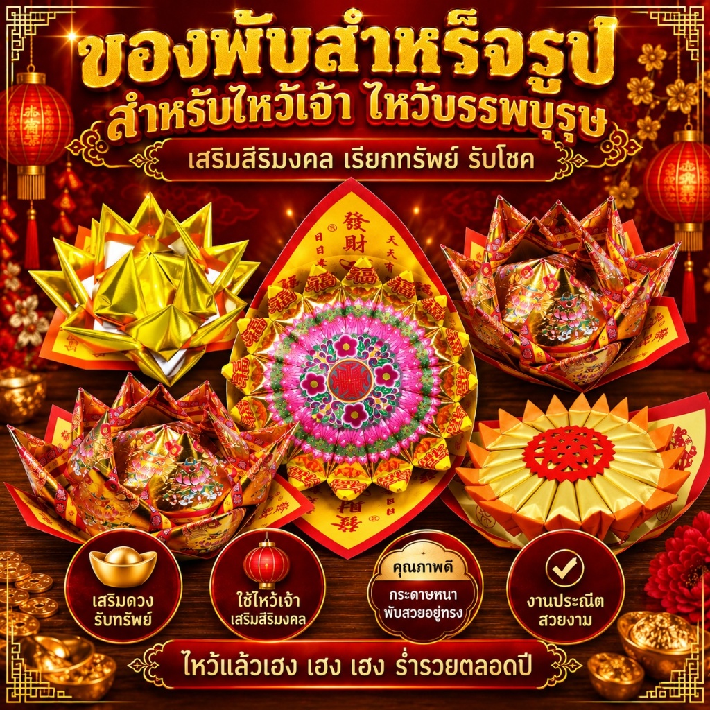 ของพับ✨️กระทงตั่วกิม🪙กระทงค้อซี  กระทงดอกบัว ใช้สำหรับไหว้เจ้า บัวกระทง ค้อชีเต้า ถังเงินถังทอง