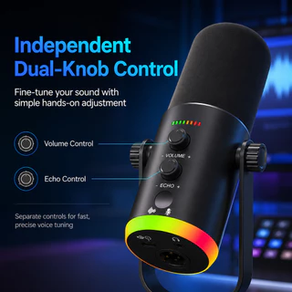 MIRO YU7 ไมโครโฟนไดนามิ Condenser Mic ไมโครโฟนตั้งโต๊ะ ไฟ RGB ระบบตัดเสียงรบกวนอัจฉริยะ สําหรับ สตรีมมิ่ง บันทึกเสียง