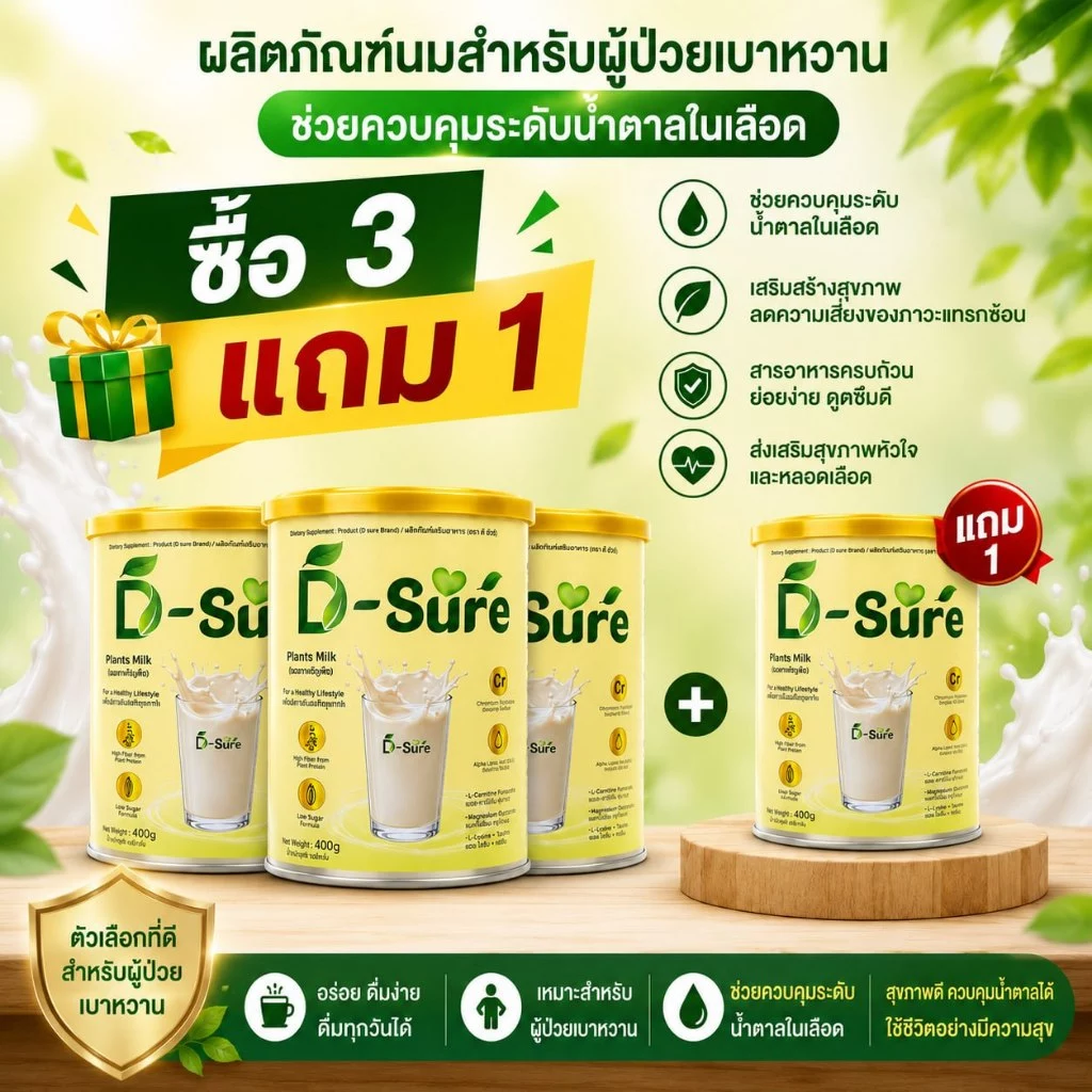 D-Sure Gold – นมเสริมโภชนาการ ช่วยควบคุมและรักษาระดับน้ำตาลในเลือดให้คงที่ สำหรับผู้ป่วยเบาหวาน