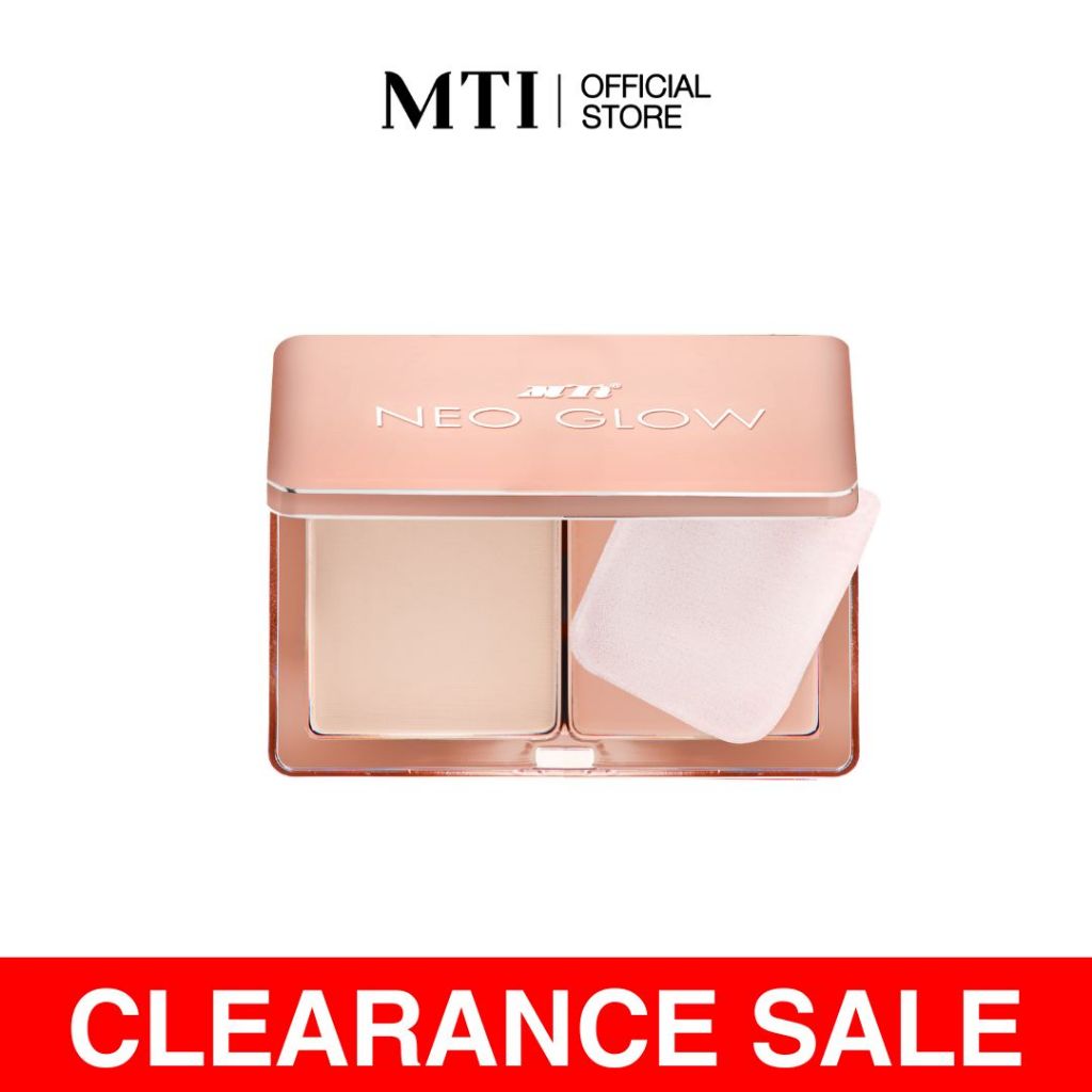 (สินค้าเคลียร์แลนซ์ ปีผลิตระหว่าง 2018) MTI Neo Glow แป้งหน้าโกลว์ คุมมันกันน้ำ  ขนาด 11 กรัม 6PKLN