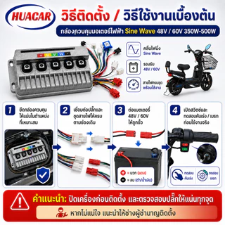 กล่องควบคุมจักรยานไฟฟ้า ECU 48V/60V 350W/500W ไซน์เวฟ มอเตอร์เงียบ บัสเลส สกู๊ตเตอร์ไฟฟ้า