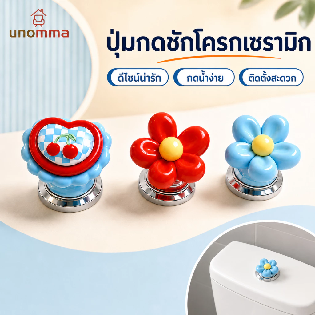 🎈COD🎈 อุปกรณ์ช่วยกดปุ่มชักโครก ด้ามยาว ลายการ์ตูนน่ารัก ลดการสัมผัส ใช้งานง่าย สำหรับห้องน้ำ.unomma