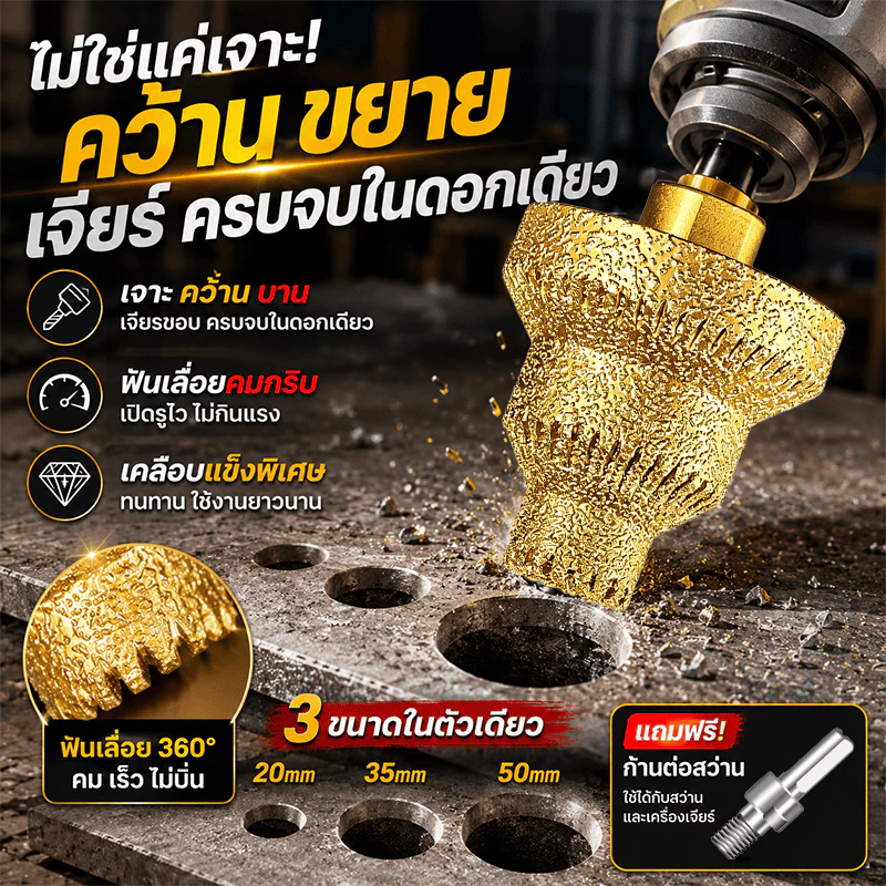 รุ่นฟันเลื่อยอัปเกรด โฮลซอกระเบื้อง20-50mmดอกสว่าน ดอกโฮลซอ เจาะกระจก เซรามิค โฮลซอหัวเพชร เจาะหินแกรนิต โฮลซอเจาะปูน
