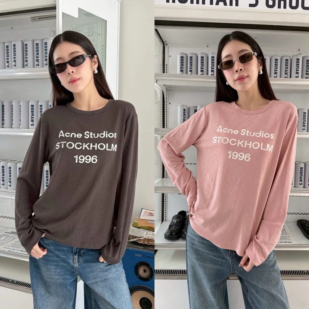 พร้อมส่ง"Ac long stave " เสื้อยืดแขนยาวแบรนด์ดัง ดีเทลสกรีนลายอักษรที่อก คอลใหม่ผ้าใหม่ผ้าสลาฟ นุ่มยืด งานเทียบค่า