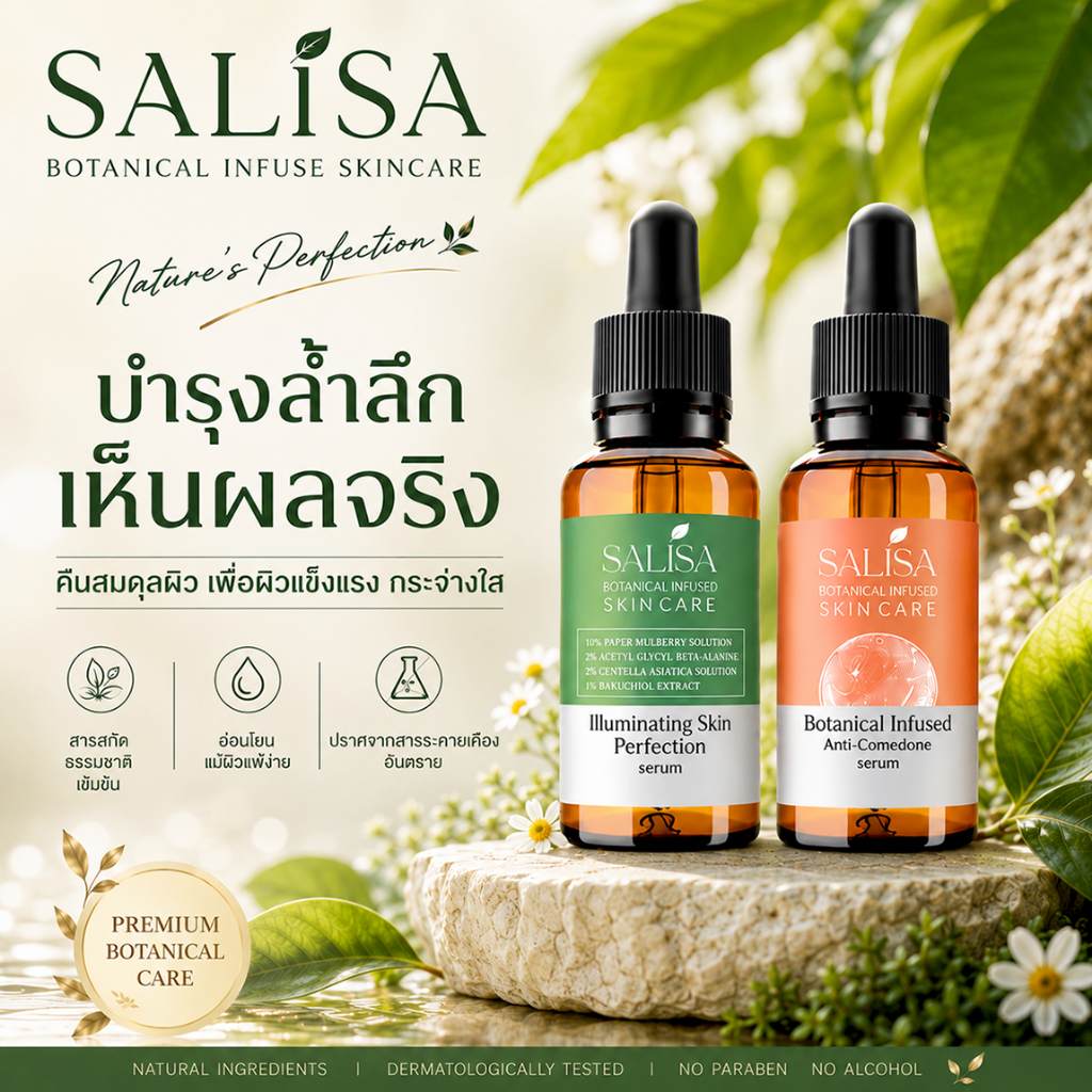 SALISA Clear & Bright Duo : เซรั่มดูแลปัญหาสิว+ฝ้า