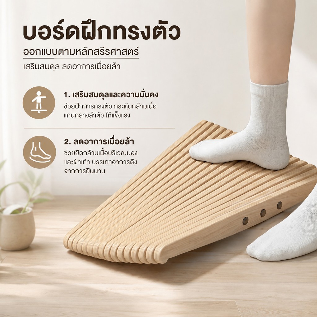 Balance Board ไม้ กระดานฝึกทรงตัว เสริมสมดุล กันลื่น ฝึกกล้ามเนื้อเท้า เล่นโยคะ ฟิตเนส ออกกำลังกายที่บ้าน