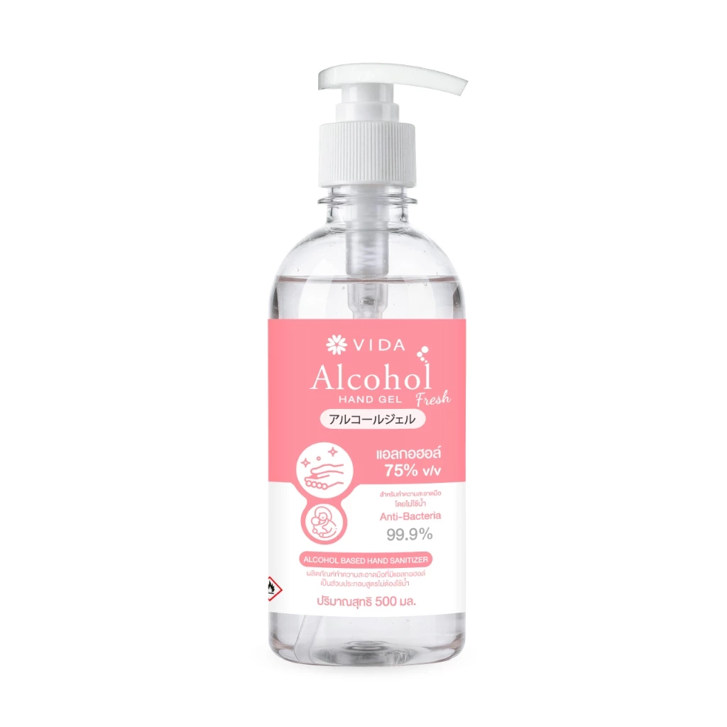 วีด้า เจล แอลกอฮอล์ 75% 500ml กลิ่นฟลอรัล เฟรช หอมมาก VIDA Gel Alcohol FLORAL FRESH Hand Sanitizer