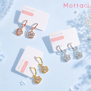 Motta Earring ต่างหูห่วงมีจี้ชุบทองคำขาว จี้ห้อยดอกไม้สุดน่ารัก