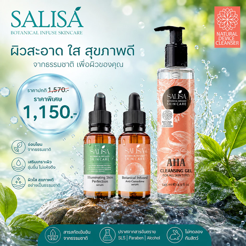 SALISA Skin Perfection Trio : Facial Cleanser / Serum(สิว+ฝ้า)