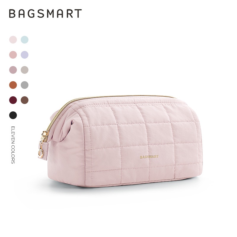 BAGSMART กระเป๋าใส่อุปกรณ์อาบน้ำและแต่งหน้า กระเป๋าเดินทางแต่งหน้า นุ่มเบา จัดระเบียบได้ดี พร้อมช่องเก็บอุปกรณ์อาบน้ำ
