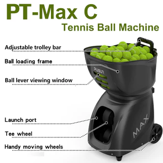 【รุ่นล่าสุด】 Pusun PT-MAX C Tennis Ball Machine เครื่องยิงลูกเทนนิส With App/Remote Control มีAI Program