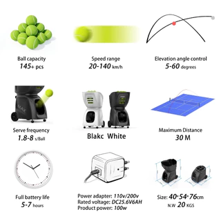 【รุ่นล่าสุด】 Pusun PT-MAX C Tennis Ball Machine เครื่องยิงลูกเทนนิส With App/Remote Control มีAI Program