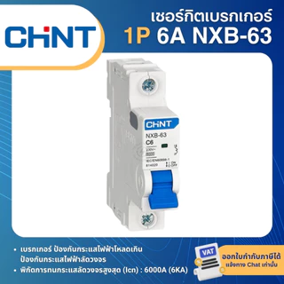 CHINT NXB-63 1P เซอร์กิตเบรกเกอร์ MCB DINRAIL เกาะราง 6KA 6A 10A 16A 20A 25A 32A 40A 50A เบรกเกอร์