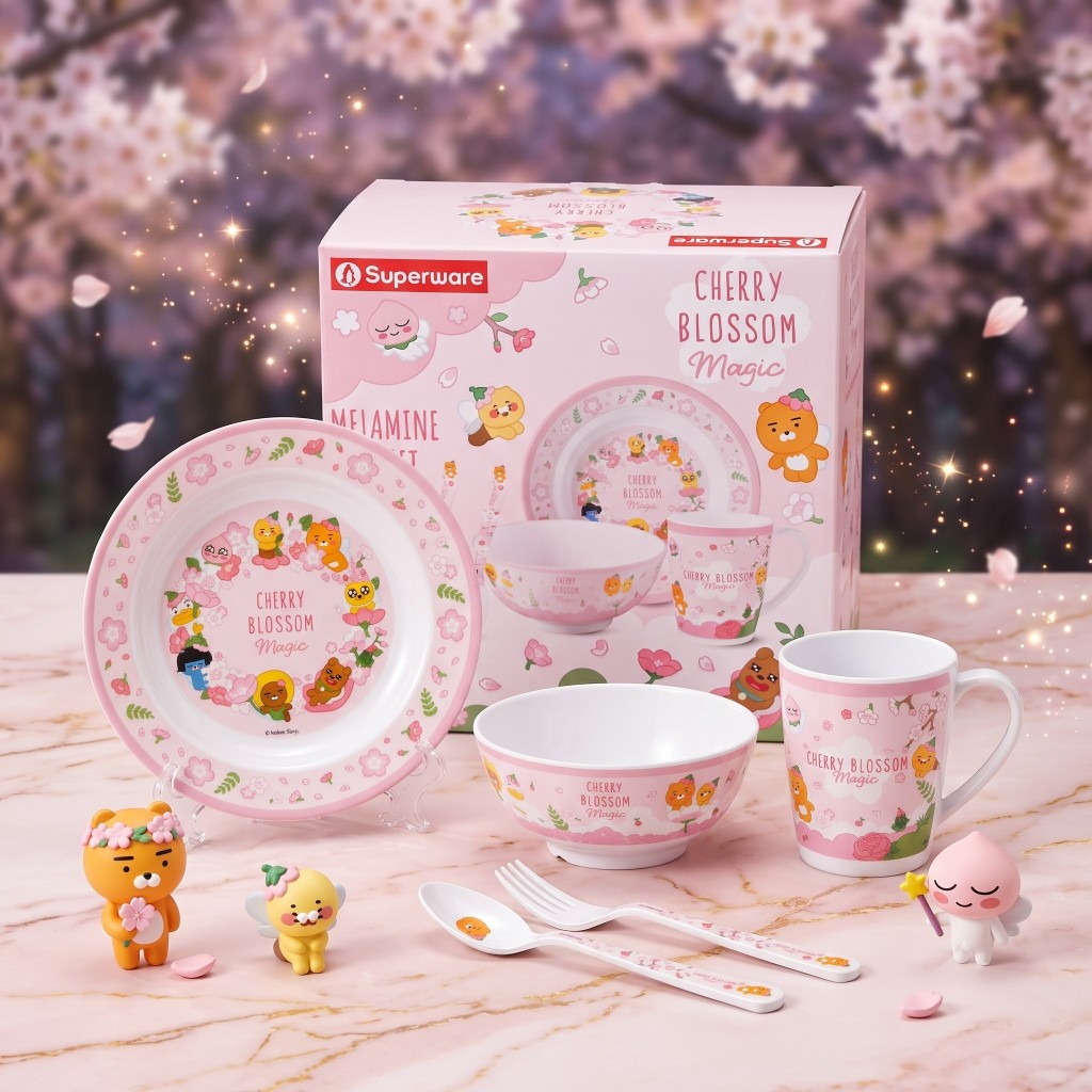 [Gift Set] Srithai Superware x Kakao Friends Cherry Blossom Magic ชุดทานอาหารสุดคิวท์ (5 ชิ้น) – ของขวัญมัดใจคุณหนู