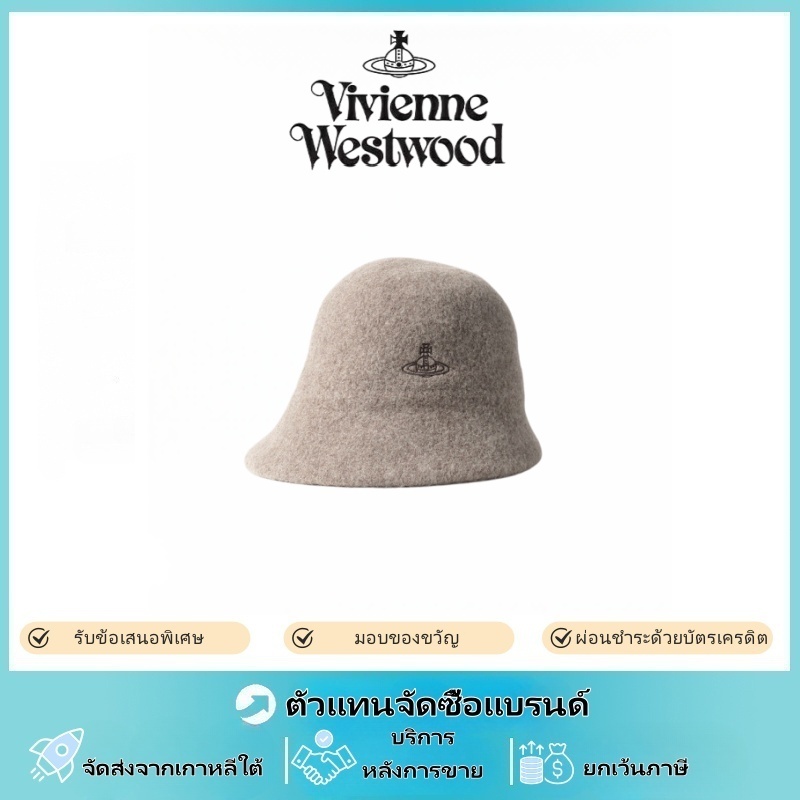 『CHICBAG』vivian westwood✨JP VIVI หมวกชาวประมง vivian หมวก ขนแกะ หมวกชาวประมง หมวกดาวเสาร์ การปัก
