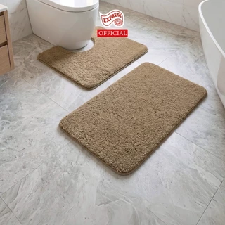 EXPRESS CARPET พรมห้องน้ำ2ชิ้น 45x70cm+ตัวU50x60cm พรมเช็ดเท้าหนานุ่ม+พรมชักโครก มีกันลื่น ซักได้
