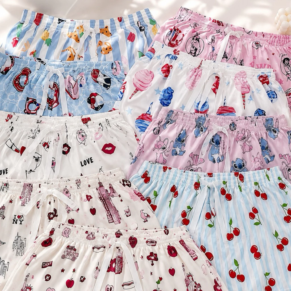 [ กางเกงใส่นอน ] ขอบหยัก ❤︎ กางเกงขาสั้นผู้หญิง ❤︎ ผ้านุ่ม ใส่สบายมากกกกกก ˗ˏˋ ꒰ 🍓🍒🍄 ꒱ ˎˊ˗