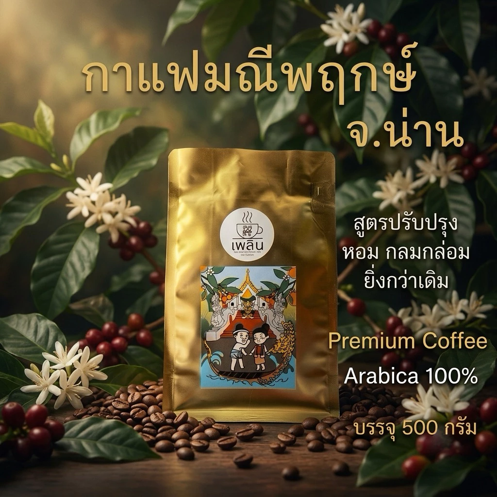 กาแฟมณีพฤกษ์ จ.น่าน อาราบิก้า 100% (คัดเมล็ด) บรรจุ 500 กรัม Manipruek NAN Arabica 100%