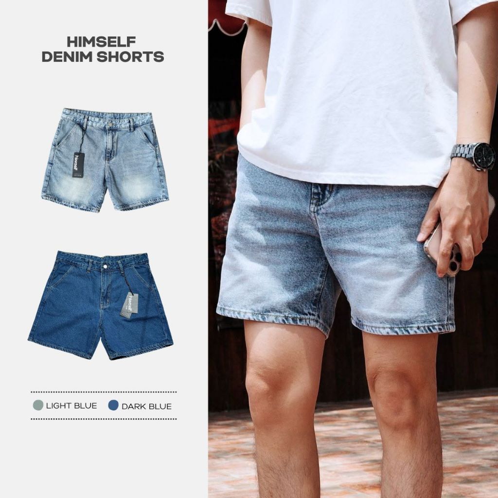 HIMSELF Short Jeans กางเกงยีนส์ขาสั้น ทรงสวย ผ้าไม่ยืด ใส่แล