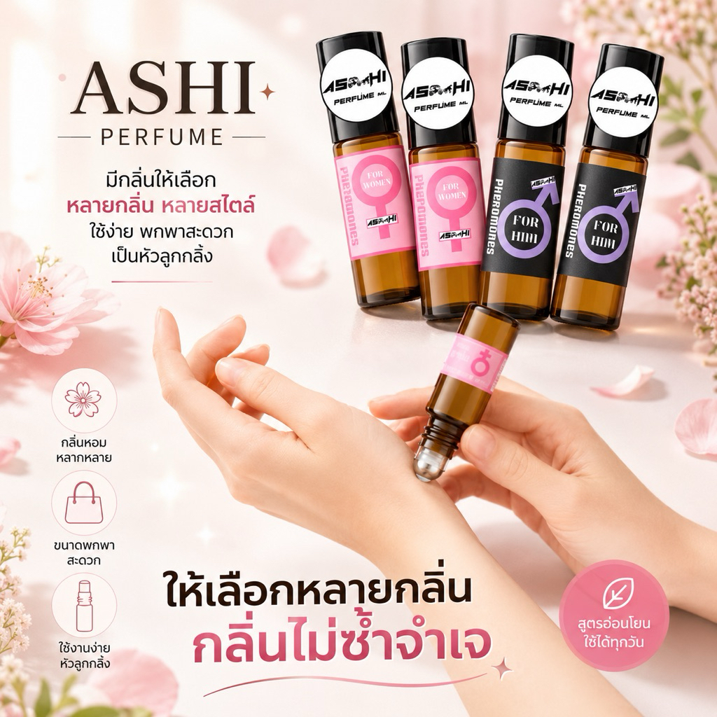 ASHI❤️หัวเชื้อล้วนไม่ผสม ❤️กลิ่นติดทน ☑️ปิดหน้าชื่อรายการสินค้าทุกกล่อง☑️มีให้เลือกหลายกลิ่น