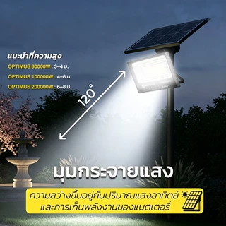 KKSKY ไฟโซล่าเซลล์ สว่างอัตโนมัติเมื่อฟ้ามืด 200000W กันน้ำ ป้องกันฟ้าผ่า solar light IP68 รีโมทคอนโทรล สปอร์ตไลท์ LED