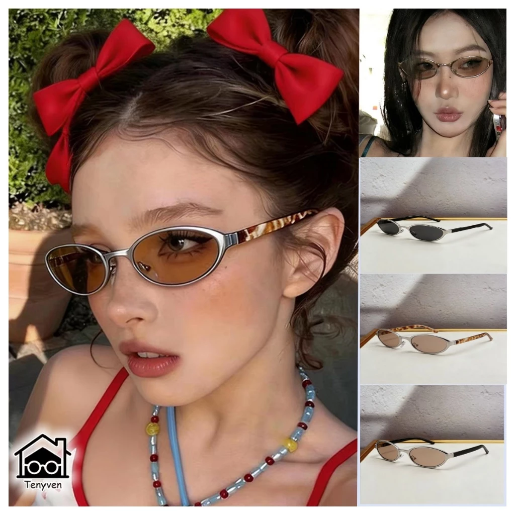 COD-⚡แว่นกันแดดทรงรีเล็กสไตล์เรโทร น้ำหนักเบา ใส่สบาย กันแดด ใส่ได้หลายลุค