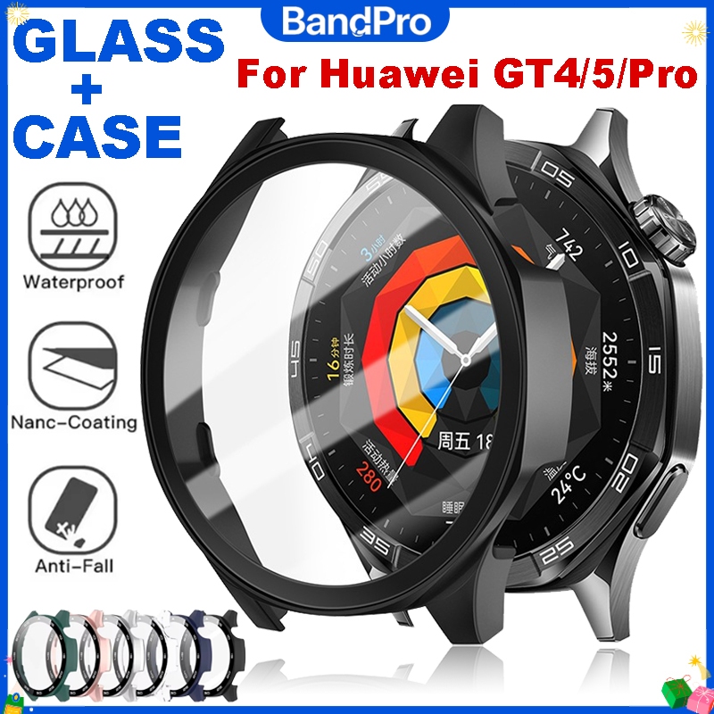 เคสสำหรับ Huawei Watch GT4/GT5/GT5 Pro 46mm พร้อมฟิล์มกระจกนิรภัยและบัมเปอร์กันกระแทก Huawei GT5 Cover