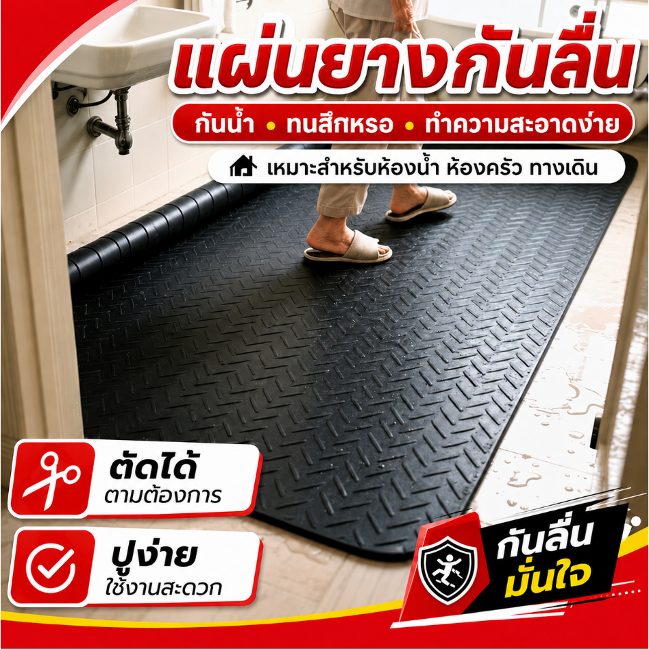 🔥 แผ่นยางกันลื่น ยางปูพื้นกันลื่น กันน้ำ ทนแรงกดและการสึกหรอ ซับแรงกระแทก ทำความสะอาดง่าย ไม่ขึ้นราในที่ชื้น