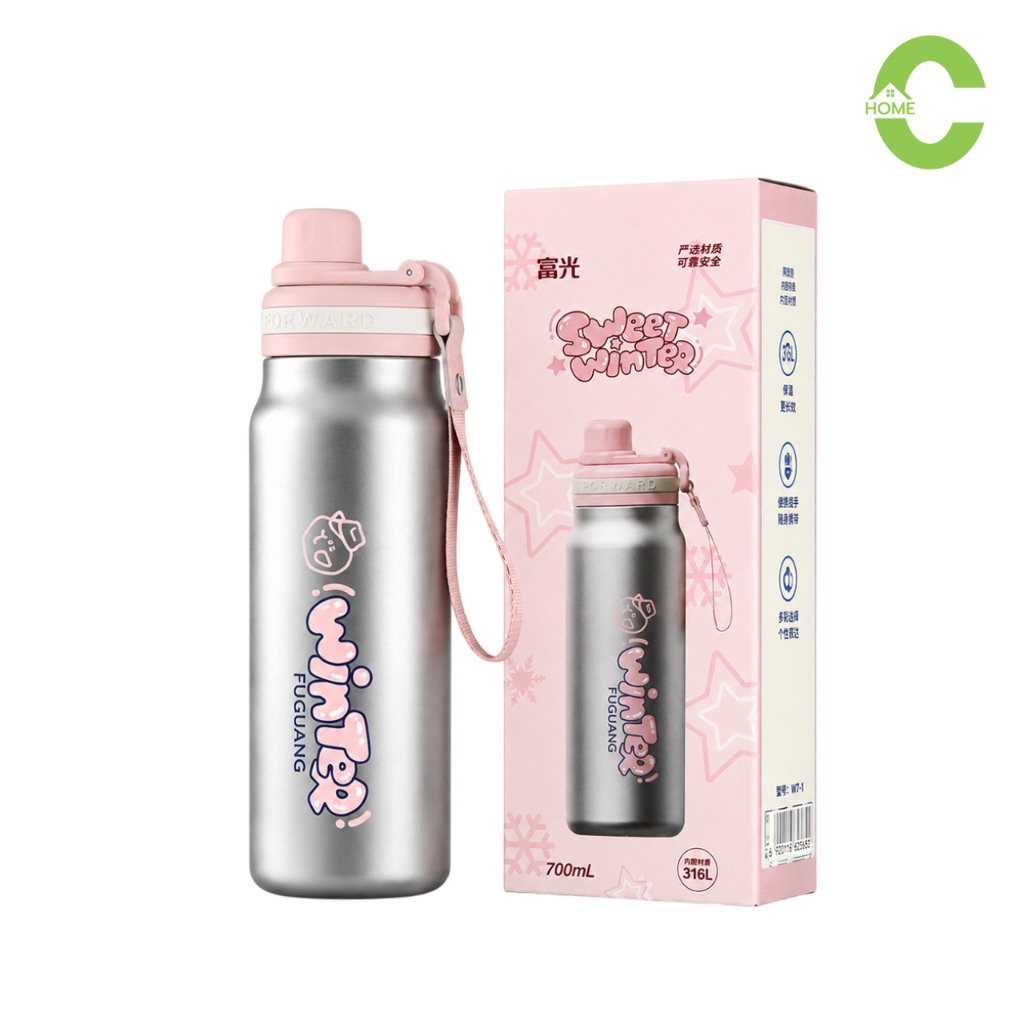 กระบอกน้ำสแตนเลส กระบอกน้ำพกพา thermal water bottle เก็บอุณหภูมิได้นาน ดื่มเย็นสดชื่นได้ยาวตลอดวัน Simple KItchen