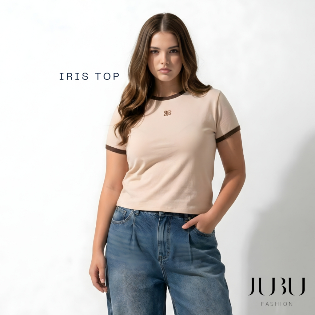 JUBUFASHION เสื้อยืดคอกลมทูโทน เสื้อสาวอวบ T-Shirt ผ้ายูนิโคล ไซส์L/XL อก35-44นิ้ว ส่งด่วน#606