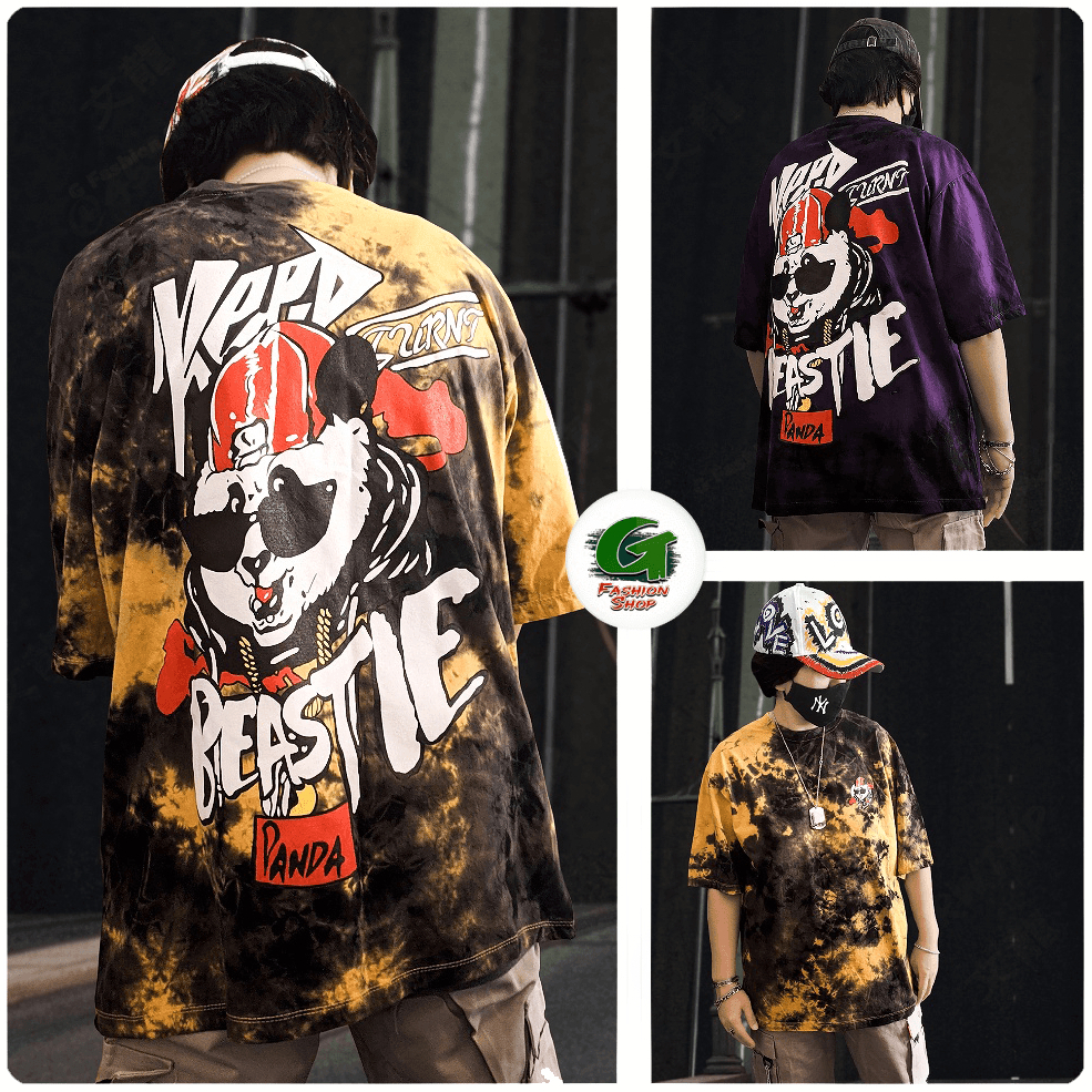 เสื้อยืดโอเวอร์ไซส์ มัดย้อม ผ้าคอตตอน งาน Handmade แฟชั่นสไตล์เกาหลี เทรนด์สีแบบสุดแนว (TSO-0222M)