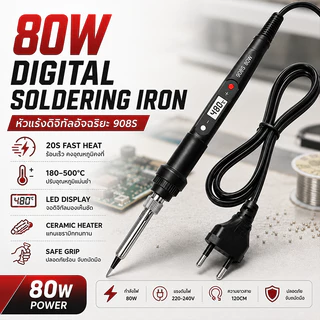 80w หัวแร้งบัดกรีไฟฟ้า ปรับอุณหภูมิได้ และความร้อนเร็ว