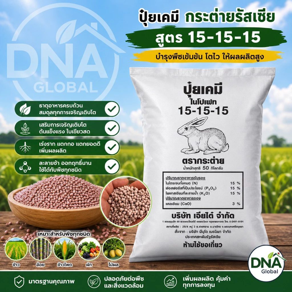( 1 กิโลกรัม ) 15-15-15กระต่ายรัสเซีย