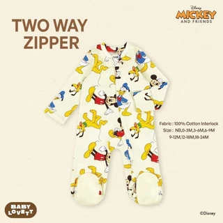 (ส่งด่วน) BabyLovett ชุดนอนเด็กปิดเท้า Mickey Mouse & Friends ซิปคู่ Two-Way Zipper ผ้านุ่มสบาย (0M-2Y)