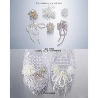 𝐌𝐈𝐍𝐈𝐌𝐀𝐋𝐈𝐒𝐓 รองเท้า Jelly shoes พร้อมตัวประดับรองเท้า 6 ชิ้น pvc เนื้อนิ่มไม่บาดเท้า