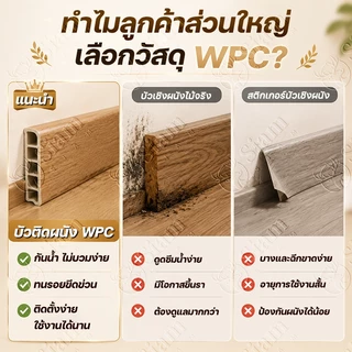 Siam บัวผนัง wpc ความสูง 8 ซม ยาว 1/2 เมตร กันน้ำกันปลวก บัวติดผนัง ขอบบัวติดผนัง มีให้เลือก 9 สี ตกแต่งบ้านห้องนอน