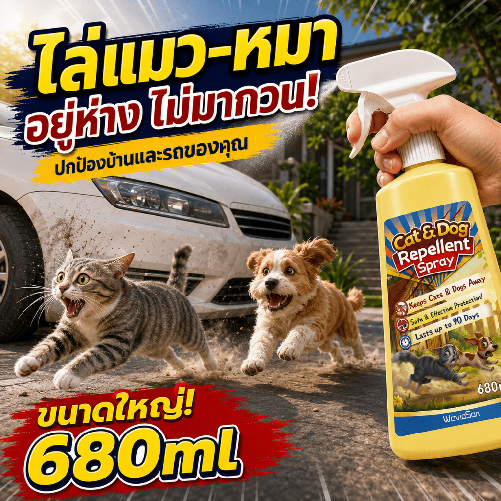 ช่วยลดปัญหาฉี่ไม่เป็นที่ สเปรย์ไล่แมว 680ml ไล่แมว ไล่หมา ฉีดแล้วกำหนดเขตหวงห้ามสำหรับแมวและสุนัข