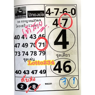 สูตร ตำราปักธงชัย เล่มล่าง ใช้ได้ตั้งแต่งวด 17 มค 69 - 30 ธค 69 หนังสือหวย สูตรหวย ล็อตเตอรี่ รางวัลที่เลขท้าย2ตัว