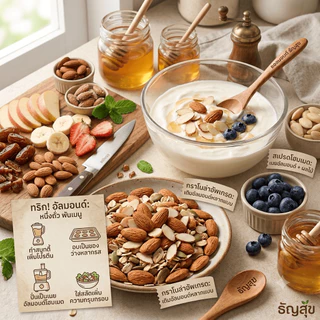 อัลมอนด์ (100g) สูตรอบกรอบพร้อมทาน (Natural Roasted Almonds)