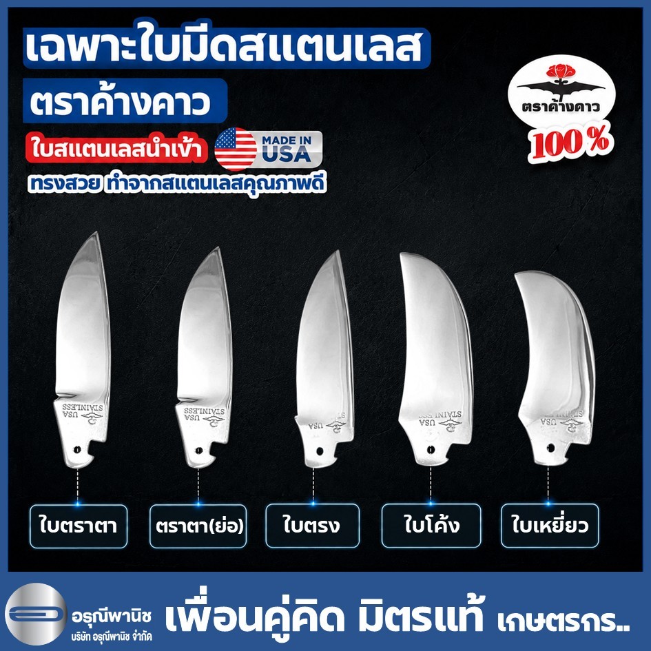 เฉพาะใบมีดตัดทุเรียนสแตนเลส ตราค้างคาว เฉพาะใบมีดสแตนเลส
