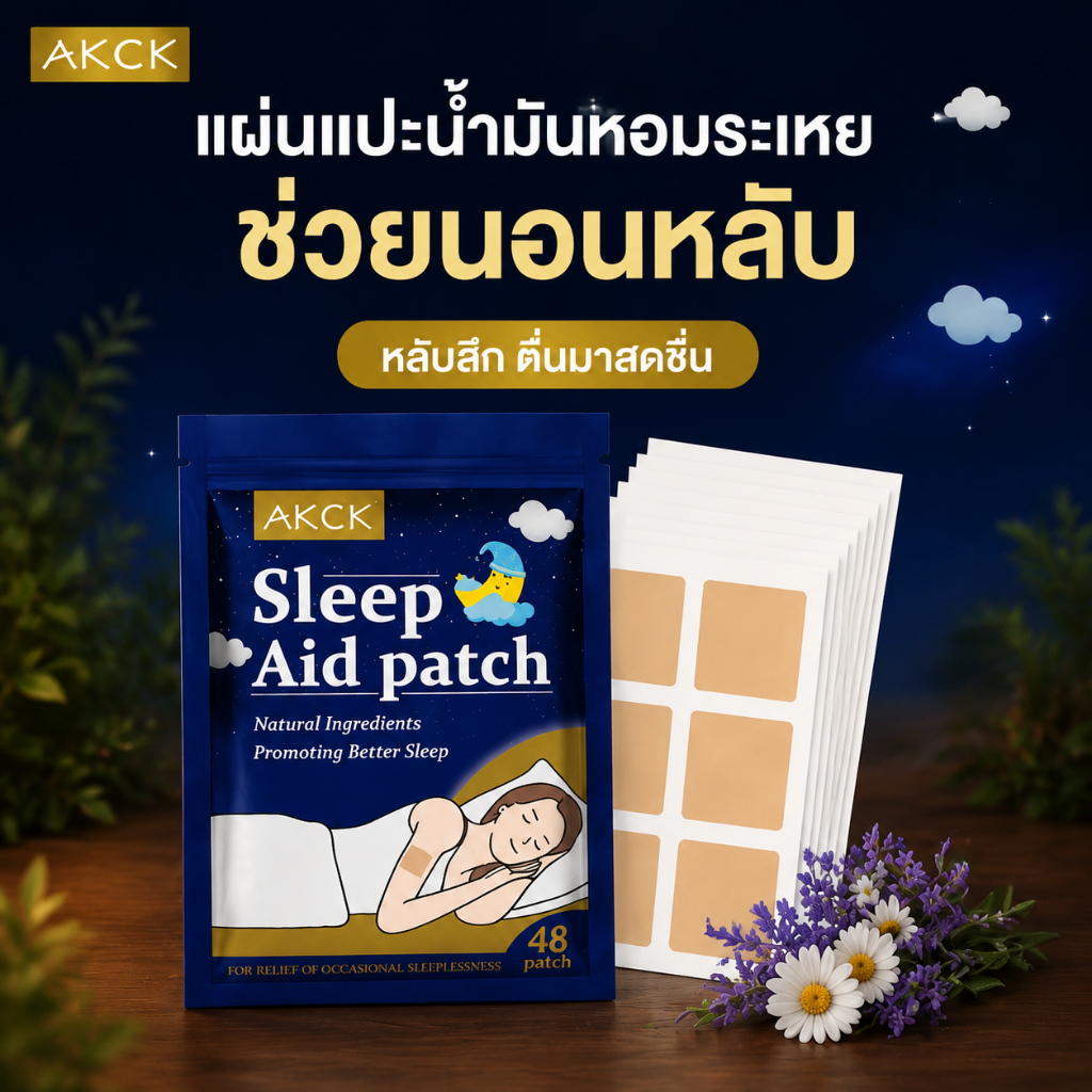 แผ่นแปะสมุนไพรช่วยนอนหลับ แผ่นแปะบำรุงผิวกาย สารสกัดจากสมุนไพรเพื่อการนอนหลับที่ดีในยามค่ำคืน