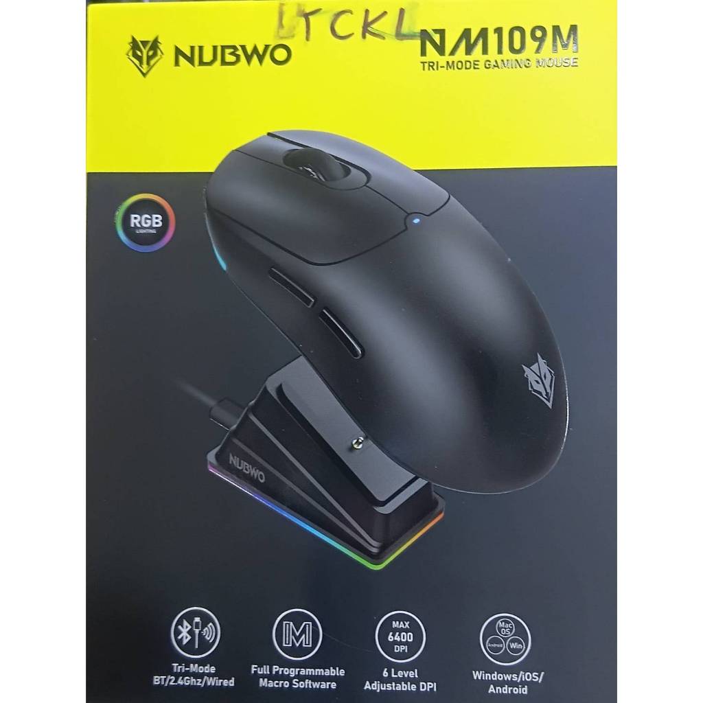 NUBWO NM109M TRI-MODE GAMING MOUSE ​รองรับ 3 ระบบ: Bluetooth 5.2 / Wireless 2.4GHz / USB-C (Wired)