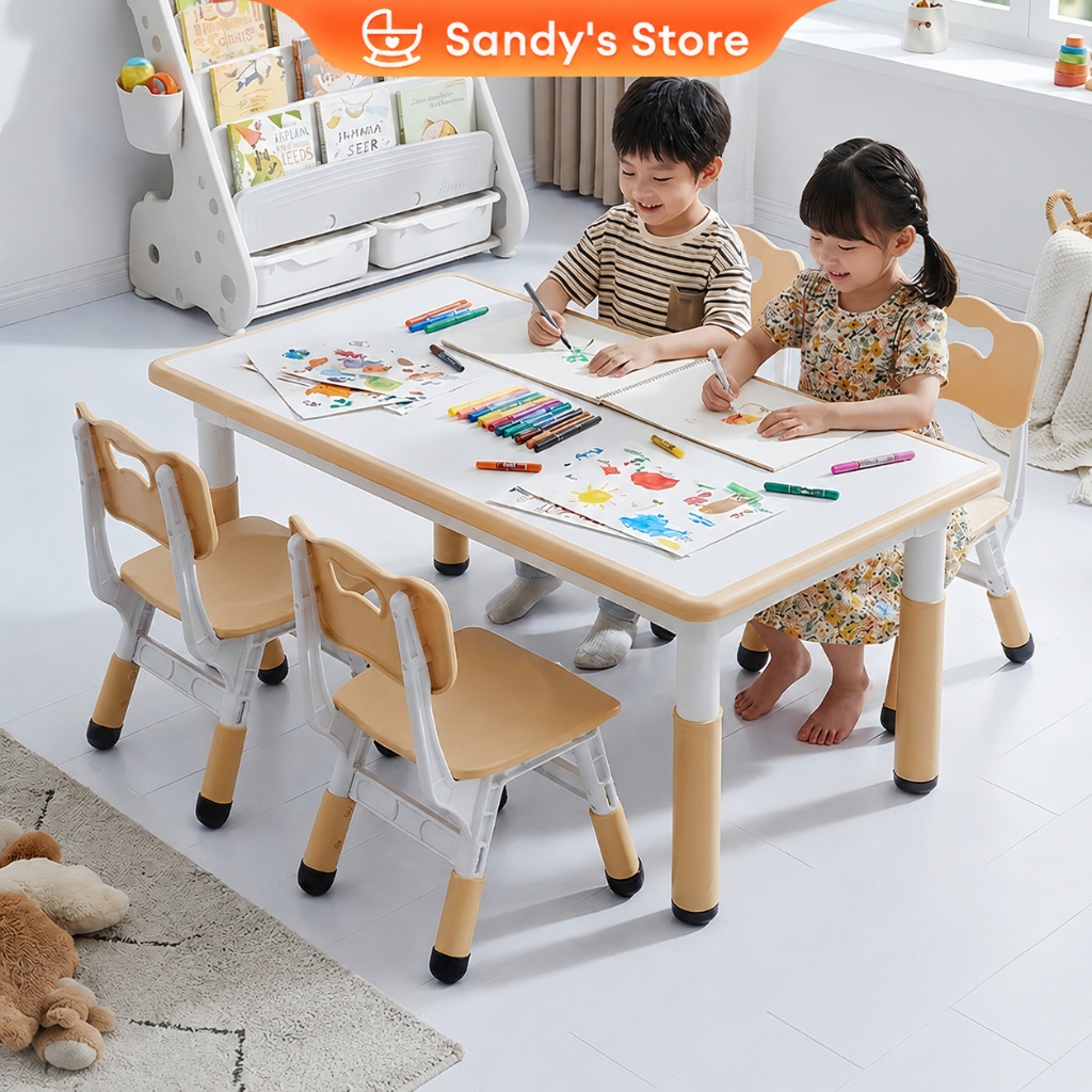 ชุดโต๊ะเด็ก เก้าอี้เด็ก IKEA โต๊ะเรียนหนังสือ สามารถกราฟฟิตี้ได้ ปรับความสูงได้ รับน้ำหนักได้ 200kg