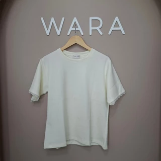 [ CP3 ] WARA เสื้อคอกลม แขนสั้น แต่งลูกไม้ เนื้อผ้าใส่สบาย ผ้า COTTON