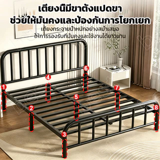 🔥พร้อมส่ง เตียงเหล็กสี่เหลี่ยมหนา 3.5/4/5/6 ฟุต โครงโลหะถอดประกอบง่าย ทนทานใช้งานได้ยาวนาน
